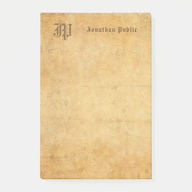 Handwritten Elegant Monogram Vintage Template Post-it Notes (Front)