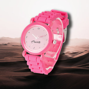Handwritten Elegant Name   Pastel Pink Stylish Watch