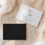 Handwritten Elegant Script Minimal | Wedding Save The Date<br><div class="desc">Handwritten elegant script wedding save the date card.  This save the date card features an elegant script text with a minimal black and white theme.  Customize the text with all the details for your special day.</div>