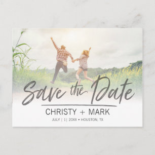Handwritten Faded Image Save the Date Postcard