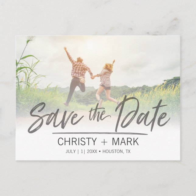 Handwritten Faded Image | Save the Date Postcard (Front)