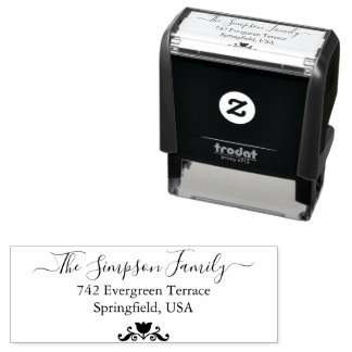 Handwritten Family Address Stamp with Lotus