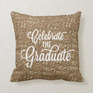 HANDWRITTEN FAUX GOLD GLITTER GRADUATION PILLOW