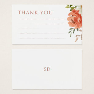 Handwritten Floral Wedding Thank You Card