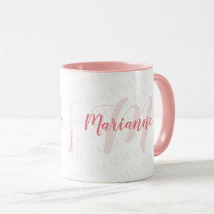 handwritten-font monogrammed name / monogram pink mug