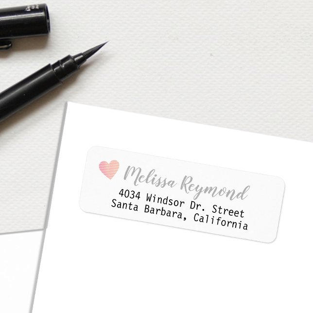 Handwritten Font Return Address Label with Heart (Creator Uploaded)