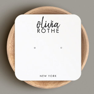 Handwritten Font Simple White Earring Display Square Business Card