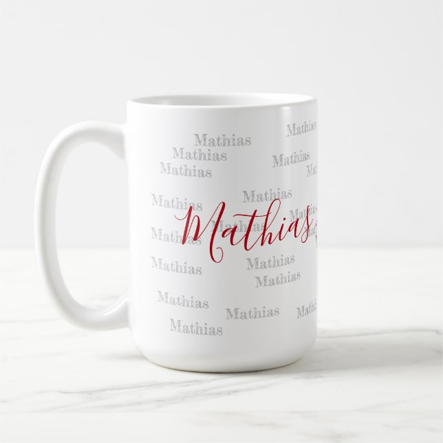handwritten font style name on personalized coffee mug (Left)