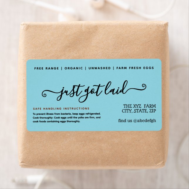 Handwritten Funny Chicken Egg Carton Label (Insitu)