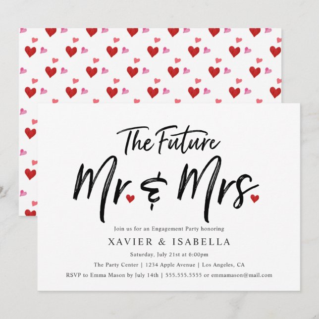 Handwritten Future Mr. & Mrs. Engagement Party Invitation (Front/Back)