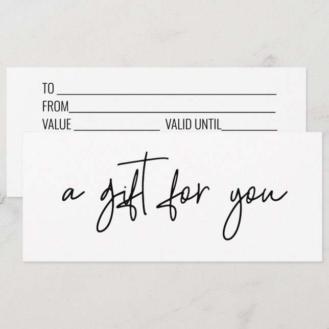 Handwritten Gift Certificate Modern Script Invitation (Front/Back)