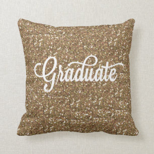 HANDWRITTEN GOLD GLITTER GRADUATION PILLOW