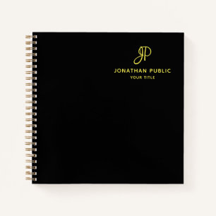 Handwritten Gold Monogram Initial Template Elegant Notebook