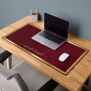 Handwritten Gold Script Name Stylish Modern Simple Desk Mat