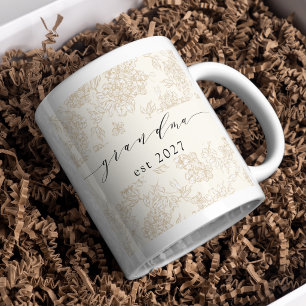 Handwritten grandma stylish floral pattern  coffee mug
