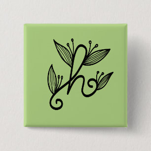 handwritten h 2 inch square button