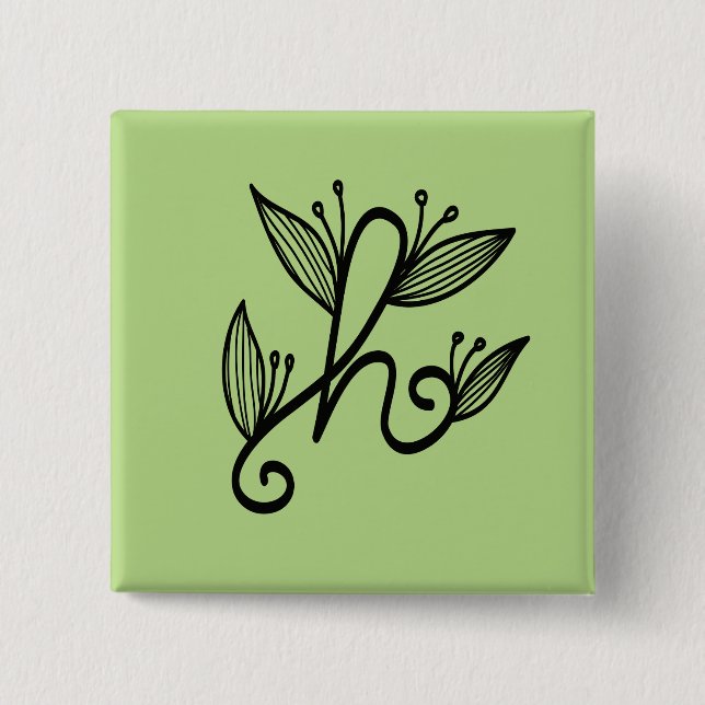 handwritten h 2 inch square button (Front)