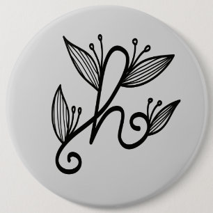 handwritten h 6 inch round button