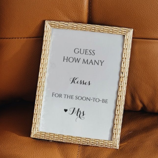 Handwritten  how many kisses bridal shower game poster (Creator Uploaded)