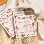 Handwritten Illustrated Wavy Border Whimsical Menu<br><div class="desc">Handwritten Illustrated Wavy Border Whimsical Menu
This event menu features handwritten font and hand drawn graphics with a waxy border. Perfect for any bridal shower,  wedding,  birthday party or rehearsal dinner! Colour of text and graphics is editable.</div>