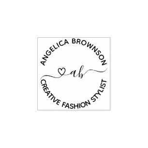 Handwritten lettering heart rubber stamp