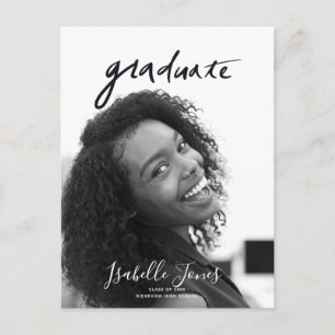Handwritten Letterings Minimalist Photo Graduation Announcement Postcard