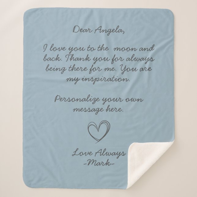 handwritten love letter or customizable message    sherpa blanket (Front)