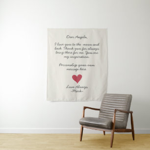 handwritten love letter or customizable message tapestry