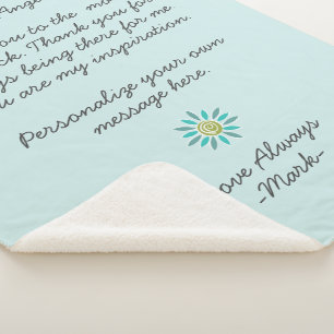 handwritten love letter or message custom  sherpa blanket