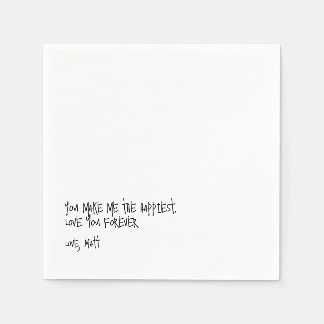 Handwritten Love Note | Personal Touch Wedding  Napkin (Front)