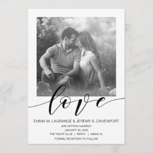 Handwritten love photo card   wedding invitation
