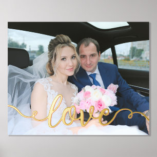 Handwritten Love Script Wedding Photo Foil Prints