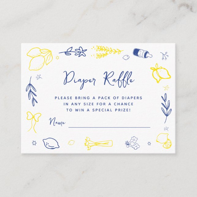 Handwritten Main Squeeze Italian Diaper Raffle Enclosure Card (Front)