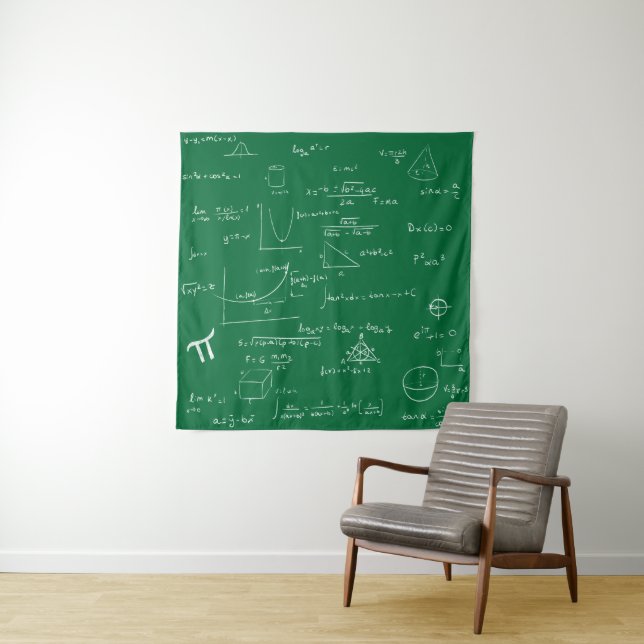 Handwritten Math Formulas and Equations Green Tapestry (In Situ)