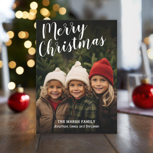 Handwritten Merry Christmas Calligraphy Full Photo Holiday Card