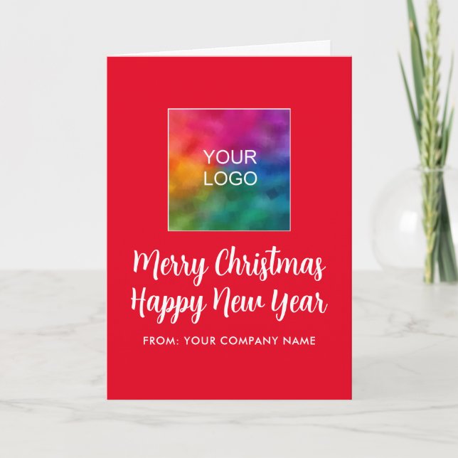 Handwritten Merry Christmas Happy New Year Logo Card (Front)
