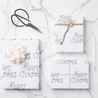 Handwritten Merry Christmas in Gray Wrapping Paper Sheet