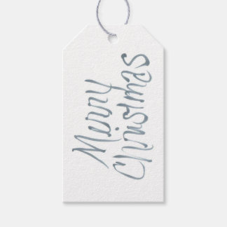 Handwritten Merry Christmas in Grey Gift Tag