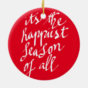 Handwritten Merry Christmas Script Holiday Ceramic Ornament