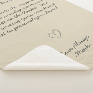 Handwritten Message Personalize Text  Sherpa Blank Blanket