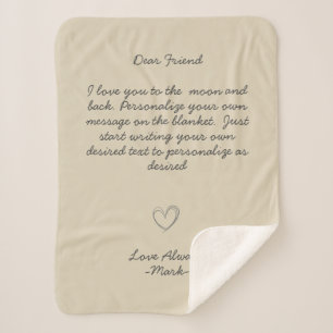 Handwritten Message Personalize Text Sherpa Blank Blanket