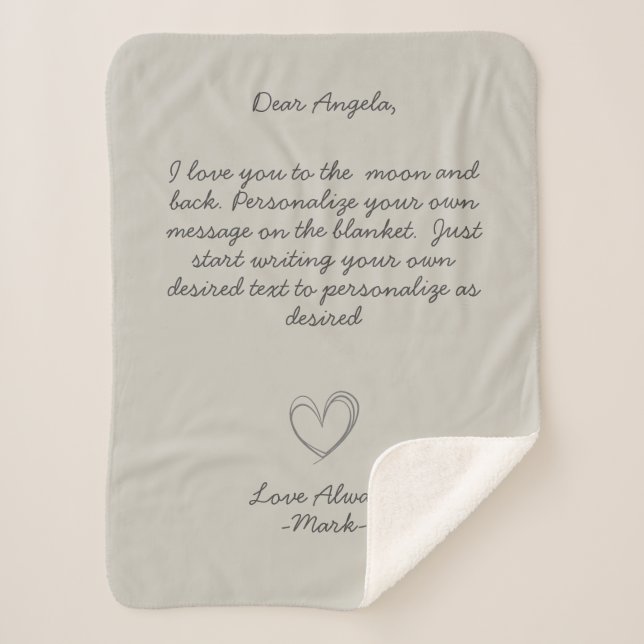 Handwritten Message Personalize Text  Sherpa Blanket (Front)