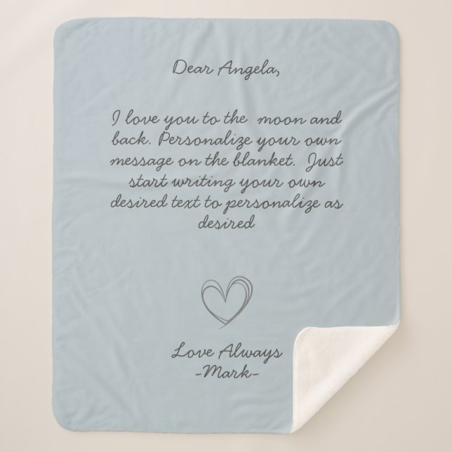 Handwritten Message Personalize Text  Sherpa Blanket (Front)