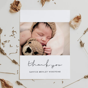 Handwritten minimalist Baby shower thank you card