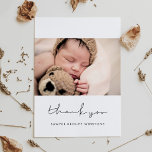 Handwritten minimalist Baby shower thank you card<br><div class="desc">Modern and simple baby shower thank you card. Fully customizable with your baby's picture,  name and other details. Editable colours and background.</div>