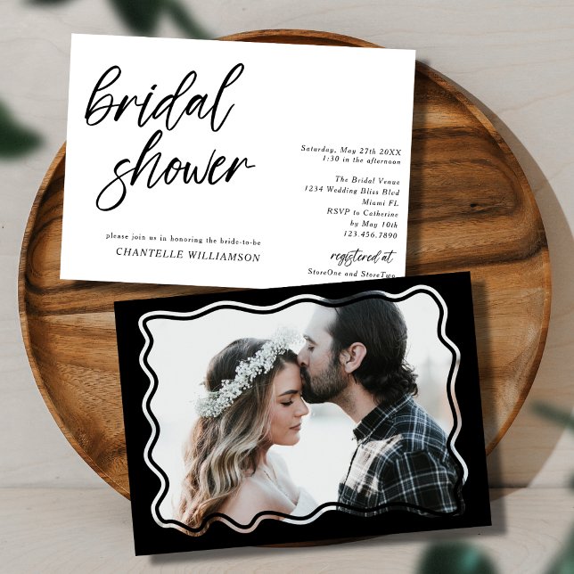 Handwritten Minimalist Modern Photo Bridal Shower Invitation (Creator Uploaded)