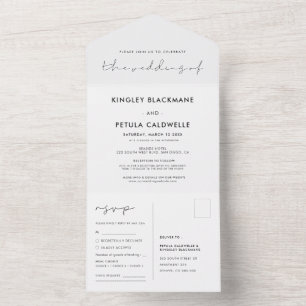 Handwritten minimalist wedding all in one invitation
