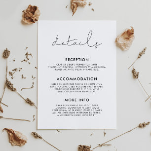 Handwritten minimalist wedding guest information enclosure card