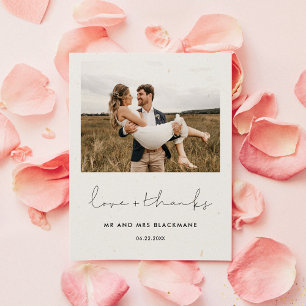 Handwritten minimalist wedding photo Thank you Card