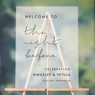 Handwritten minimalist Welcome to The Night before Acrylic Sign